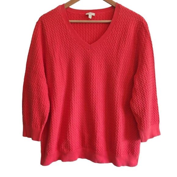 Talbots Sweater Womens 3X Plus Knit V Neck Cotton - Picture 1 of 5